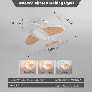 Wooden Aircraft LED Ceiling Lights for Kids Room - Luxitt