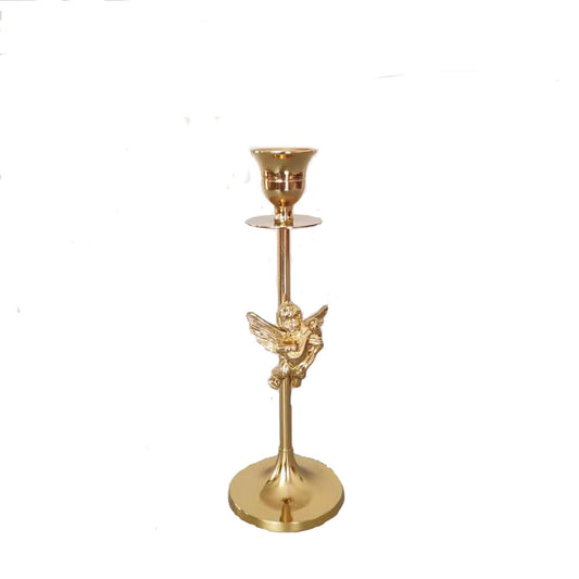 Single Head Metal Retro Gold Candle Holder All Copper Angel - Luxitt