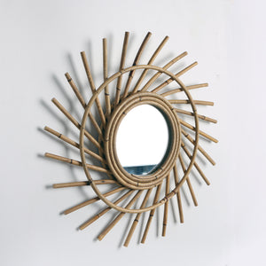 Charming Wall-Mounted Wicker Decorative Mirror - Luxitt