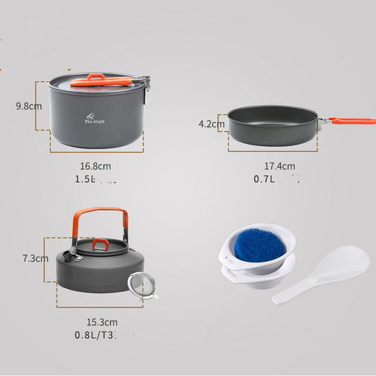 Portable Cookware Set for Outdoor Camping and Picnics, Ideal for 2-3 People;Fire Maple Feast 2 - Luxitt