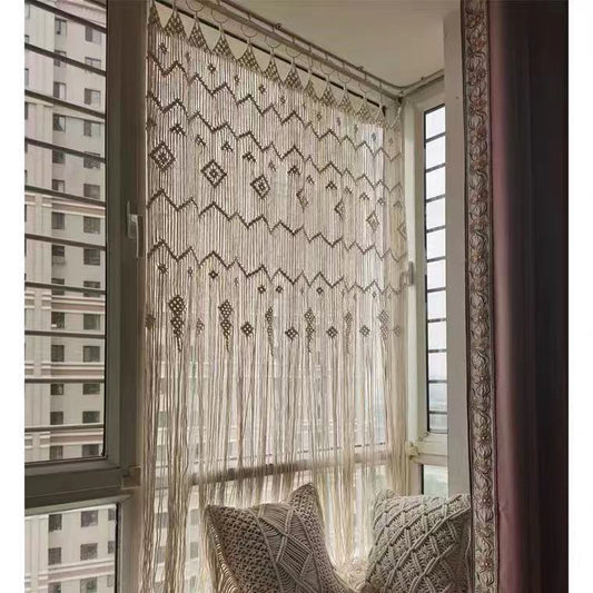 European Style Bohemian Hand Woven Curtain Finished Hoop Door Curtain Tapestry - Luxitt