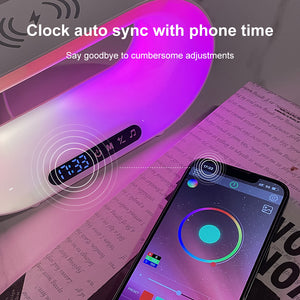 Multi-function 3 In 1 LED Night Light APP Control RGB Atmosphere Desk Lamp Smart Multifunctional Wireless Charger Alarm Clock - Luxitt