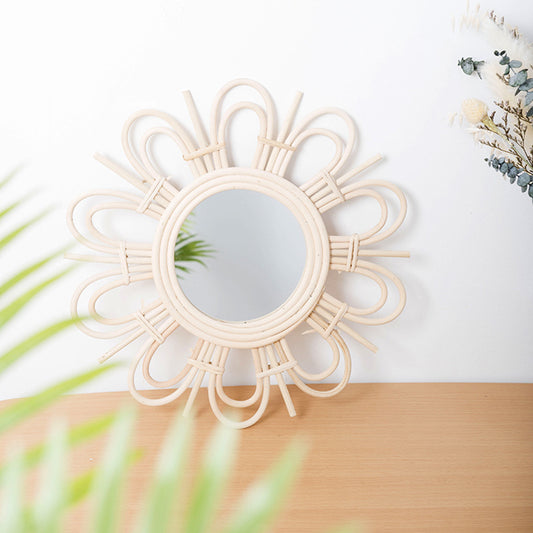 Creative Wicker Wall-Mounted Decorative Makeup Mirror - Luxitt