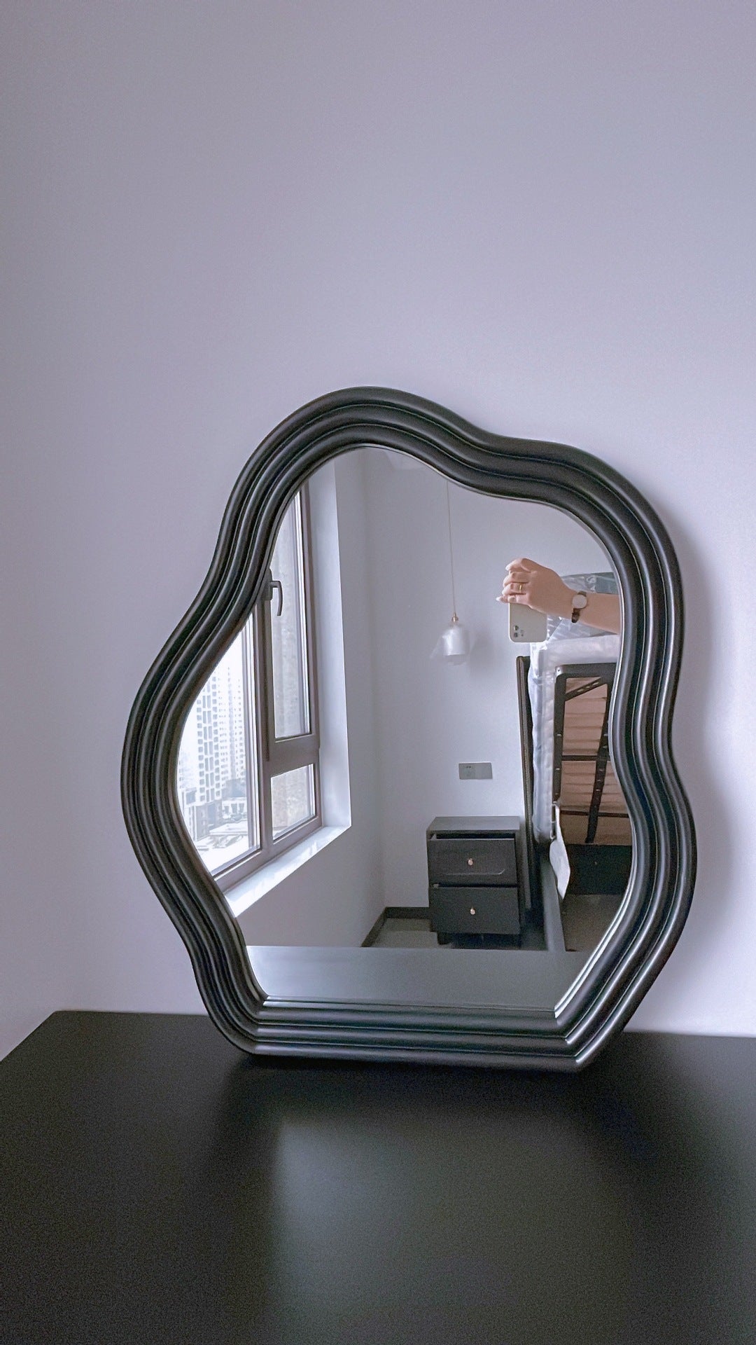 Wavy-Shaped Hanging Wall Makeup Mirror for Your Vanity - Luxitt