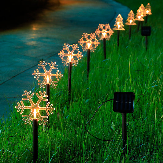 Solar Light Star Snowflake Christmas Tree Garden Light Decoration Lawn Lamp  Waterproof Outdoor Lighting Christmas Lights