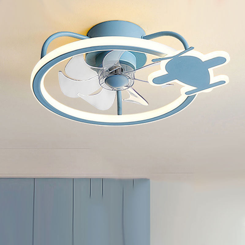 Kids' Bedroom Ceiling Fan Lamp, Children's Aircraft Ceiling Fan Lamp Bedroom Ceiling Fan Lamps, Fan Ceiling Light with Remote Control - Luxitt