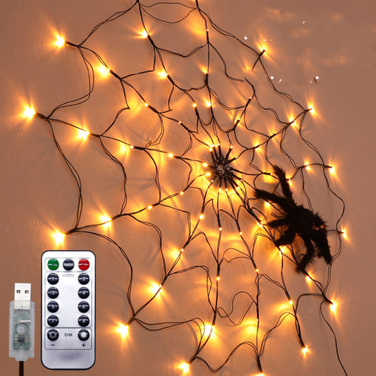 Halloween Led Spider Web String Light 5v Remote Control 8 Modes Net Mesh Atmosphere Lamp Outdoor Indoor Party Decor Led Light - Luxitt
