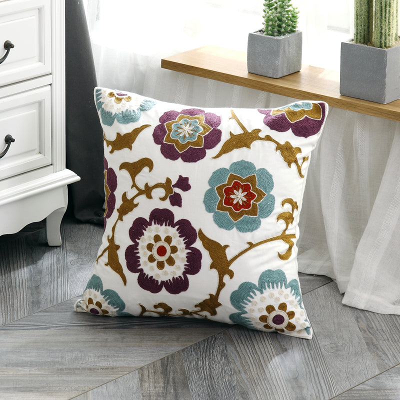 Artistic embroidered Cotton pillow cushion cover - Luxitt