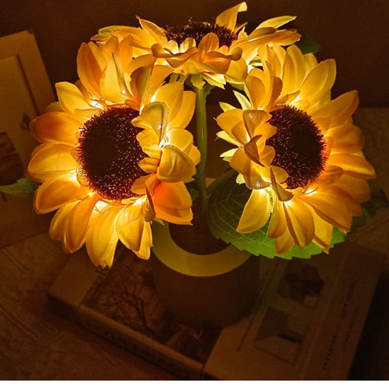 Rechargeable Sunflower Led Simulation Night Light Table Lamp Simulation Flowers Decorative Desk Lamp For Resturaunt Hotel Wedding Gift - Luxitt