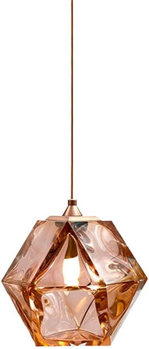 Soot Amber Transparent Glass Pendant Light Metal Droplight Polygonal Suspension Modern Minimalist Ceiling Pendant Lights - Luxitt