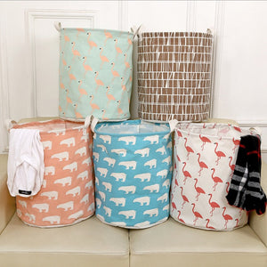 Foldable Cotton and Linen Laundry Basket for Bathroom, Dirty Clothes, and Toy Storage - Luxitt