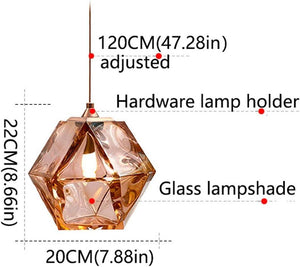 Soot Amber Transparent Glass Pendant Light Metal Droplight Polygonal Suspension Modern Minimalist Ceiling Pendant Lights - Luxitt