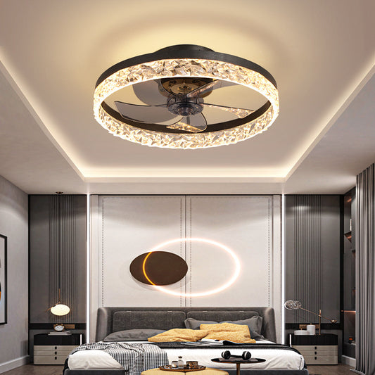 Crystal Ceiling Fan Chandelier, Ceiling Fans with Lamps, perfect for for Bedroom Living Room - Luxitt