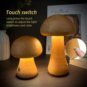 Wooden Mushroom Dreams LED Night Light with Touch Switch - Luxitt