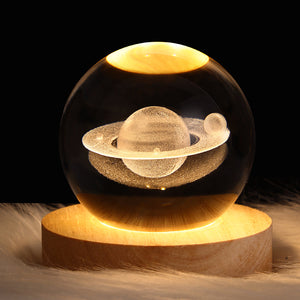 LED Night Light Galaxy Crystal Ball Table Lamp 3D Planet Moon Lamp Bedroom Home Decor For Kids Party Children Birthday Gifts - Luxitt