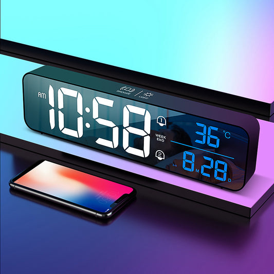Electronic Digital Music LED Clock Alarm Clock Office Smart Square Clock - Luxitt