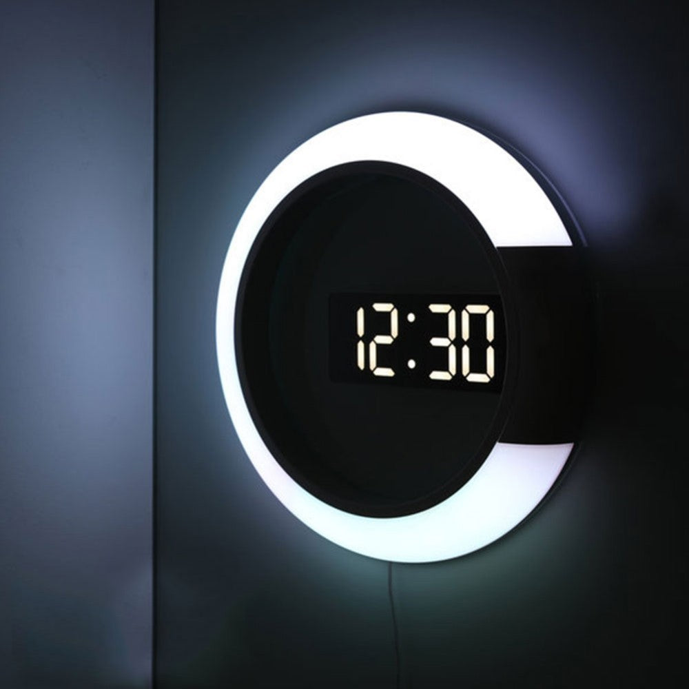 New LED Mirror Hollow Wall Clock - Luxitt