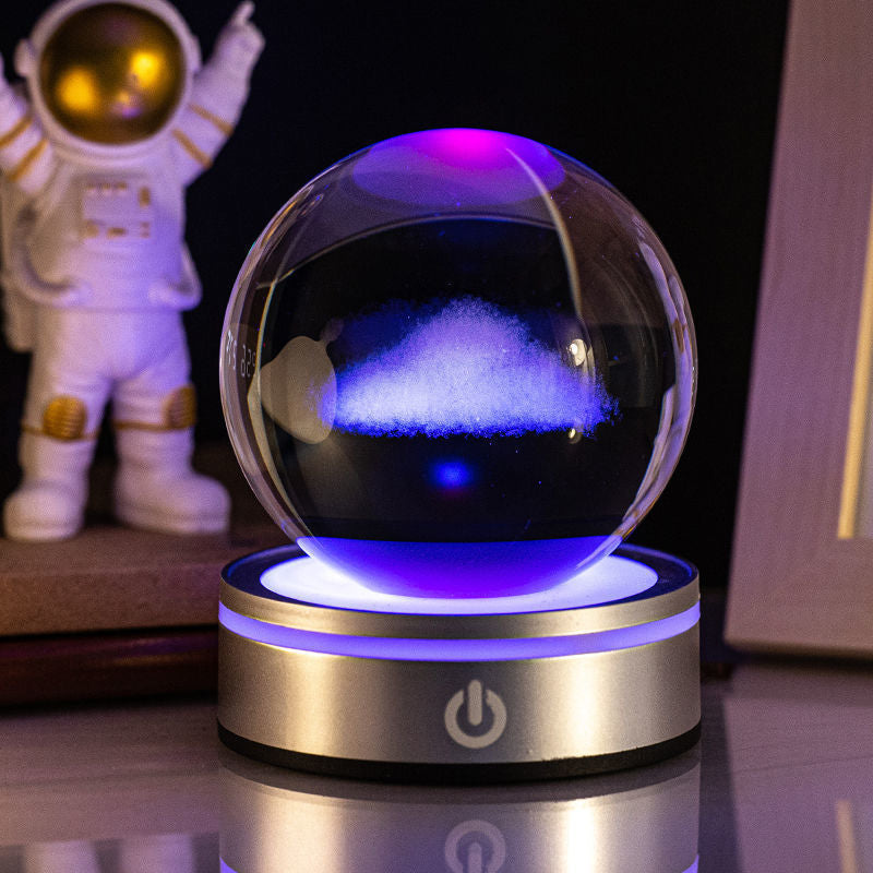 Creative 3D Inner Carving Luminous Crystal Ball Colorful Gradient Small Night Lamp