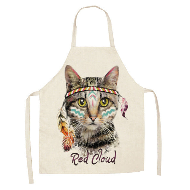 Cartoon Cat Couple Linen Sleeveless Apron for Kitchen, Furniture Cleaning, and Daily Use as a Sleeveless Coverall - Luxitt