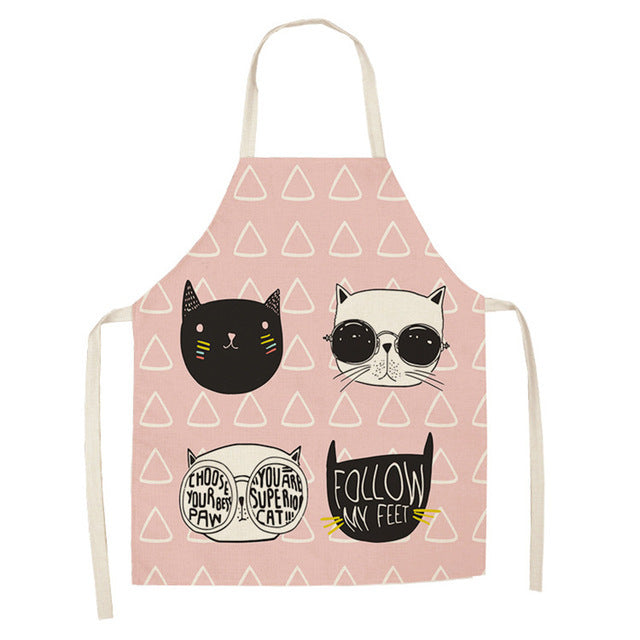 Cartoon Cat Couple Linen Sleeveless Apron for Kitchen, Furniture Cleaning, and Daily Use as a Sleeveless Coverall - Luxitt