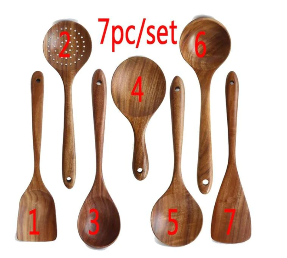 Essential Household Kitchenware Set with Non-Stick Cookware and Wooden Spoon - Luxitt