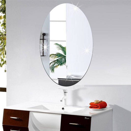 Self-Adhesive Oval Mirror for Walls; Convenient and Modern Home Accent - Luxitt