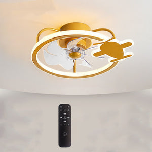 Kids' Bedroom Ceiling Fan Lamp, Children's Aircraft Ceiling Fan Lamp Bedroom Ceiling Fan Lamps, Fan Ceiling Light with Remote Control - Luxitt