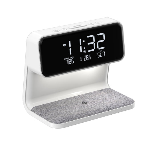 Creative 3 In 1 Bedside Lamp Wireless Charging LCD Screen Alarm Clock Wireless Phone Charger - Luxitt