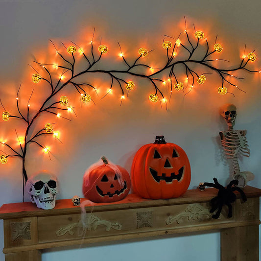 Halloween LED Willow Vine String Light Cool Cartoon Bat Pumpkin Decoration For Indoor Outdoor Party House Decor - Luxitt
