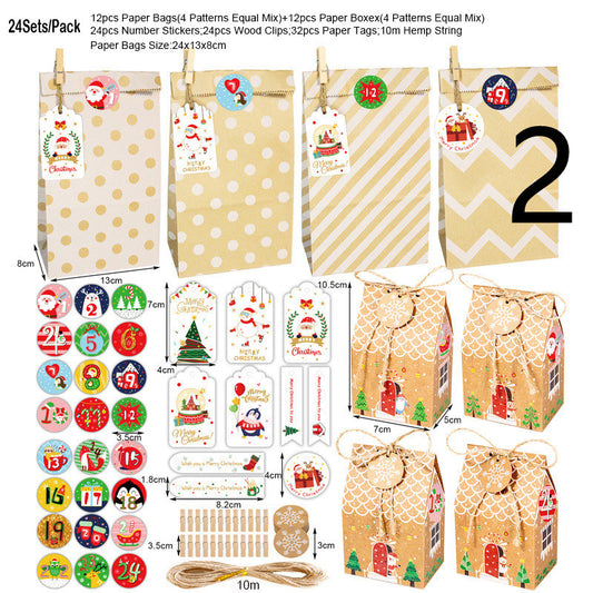 Set of 24 Christmas Kraft Paper Storage Gift Boxes - Luxitt