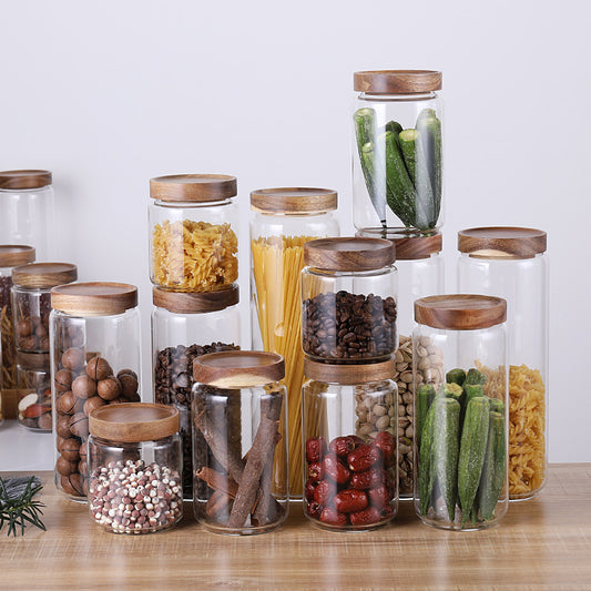 Kitchen Storage Jar Crafted from Acacia Wood for Home Use - Luxitt