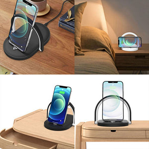 3 In 1 Foldable Wireless Charger Night Light Wireless Charging Station Stonego LED Reading Table Lamp 15W Fast Charging Light - Luxitt