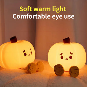 Home Decor Halloween Pumpkin Night Light Cute Soft Silicone Lamp Touch Dimmable Rechargeable Bedside Decor Light Kids Gifts Halloween Decorations - Luxitt