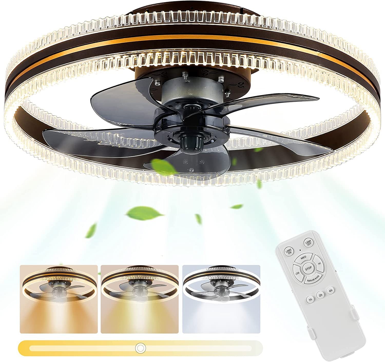 Ceiling Fans with Lamp Dimmable Reversible Motor four color Ceiling Fan Lighting for living room Bedroom Lounge - Luxitt