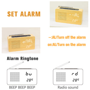 Wood Clock Led Digital Radio Alarm Clock - Luxitt