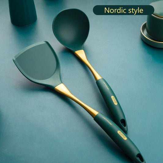 Complete Non-Stick Cookware Set with Stainless Steel and Silicone Spatula and Spoon - Luxitt