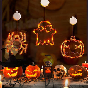 Halloween Window Hanging LED Lights Spider Pumpkin Hanging Ghost Horror Atmosphere Lights Holiday Party Decorative Lights Home Decor - Luxitt