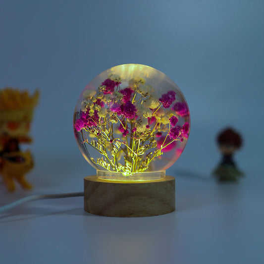 DIY Handmade Dried Flower Rose Starry Sky Small Night Lamp