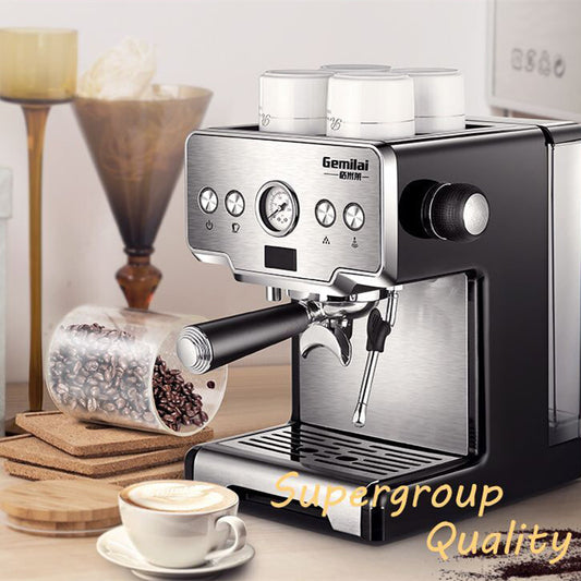 Italian Coffee Maker for Home Use: Small Semi-Automatic Machine for Freshly Ground Coffee with High Pressure Steam and Milk Foam Capability - Luxitt